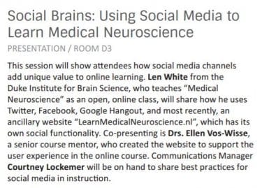 pitch of the presentation social brains using sociak media to learn medical neuroscience