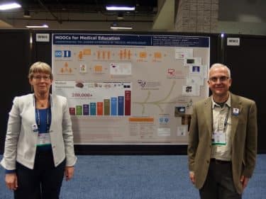 prof. white and ellen at the poster #SfN2017